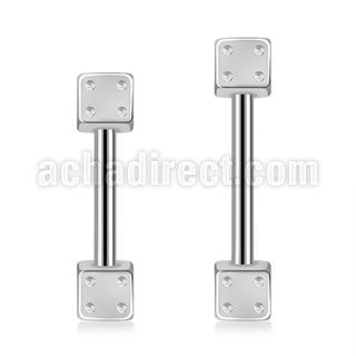 bbes2di 316l steel straight eyebrow barbell with 3mm dices
