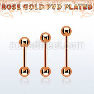 bbettb rose gold steel eyebrow barbell w 2 3mm balls