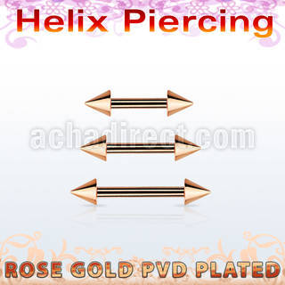 bbettcn rose gold steel eyebrow or helix barbell w 2 3mm cones