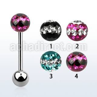 bbfr6d barbell lengua acero quirurgico bola multi cristal ferido 6mm triple linea bola acero liso 6mm distribuidor mayorista
