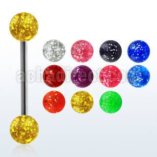 bbgt barbell lengua acero quirurgico bolas acrilicas glitter 6mm 16mm venta