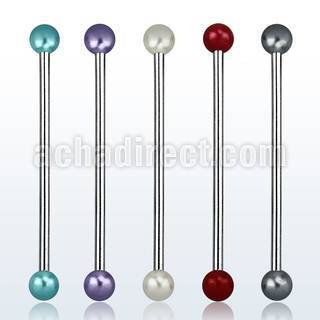 bbipr5 316l steel industrial barbell with 5mm pearl balls