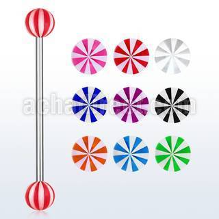 bbivbe5 316l steel industrial barbell with a 5mm uv beach ball