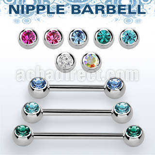 bbnp2c 316l steel nipple barbell with a 5mm jewel ball