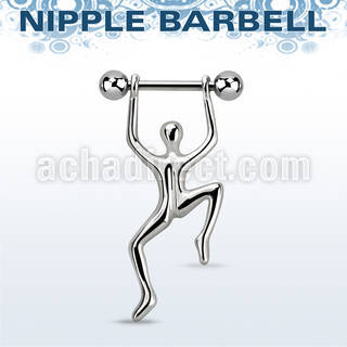 bbnpd7 316l steel nipple barbell w 5mm balls hanging man 