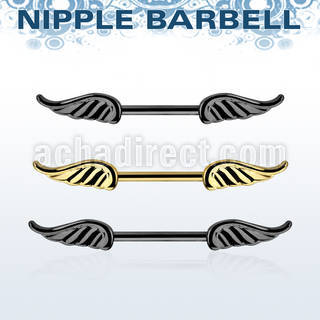 bbnptwg anodized surgical steel nipple barbell w two small wings