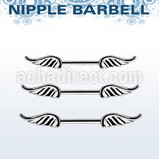 bbnpwg surgical steel nipple barbell with two small wings