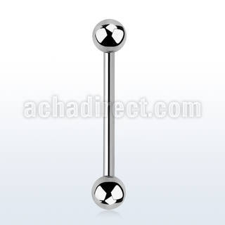 bbs 1 6mm 316l steel tongue barbell with two 5mm balls