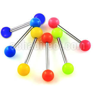 bbsa 316l steel tongue barbell with 6mm solid acrylic ball
