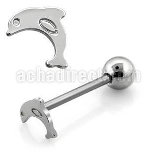 bbsh5 316l steel tongue barbell w 8mm dolphin top 8mm ball