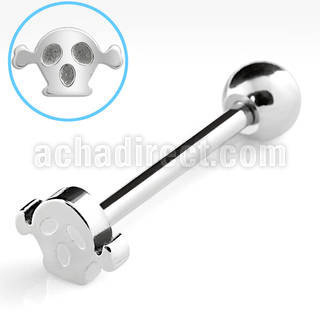 bbskb 316l steel tongue barbell with flat skull 6mm ball