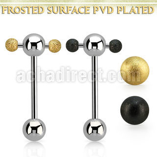 bbspnfot steel spinner tongue barbell anodized frosted steel ball