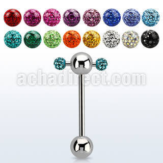 bbspnfr barbell lengua cruzado acero 316l bolas 6mm barra cruzada bolas 3mm multi cristal 58 16mm mayorista