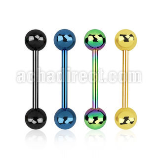 bbt anodized 316l steel tongue barbell with 6mm ball
