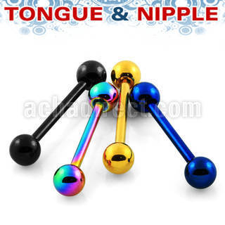 bbtb5 anodized 316l steel nipple tongue barbell with 5mm ball