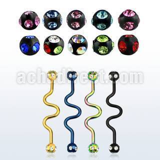 bbtcj anodized 316l steel industrial zigzag barbell jewel ball
