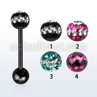bbtfr6d anodized 316l steel tongue barbell w ferido w tri line