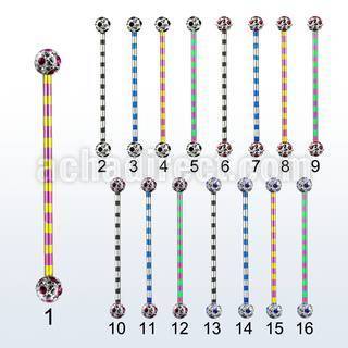 bbtrfr5a barbell industrial acero quirurgico pvd rayas cebra bolas multi cristal ferido 5mm puntos distribuidor mayorista