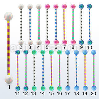 bbtrop5 zebra plated industrial barbell w synthetic opal balls