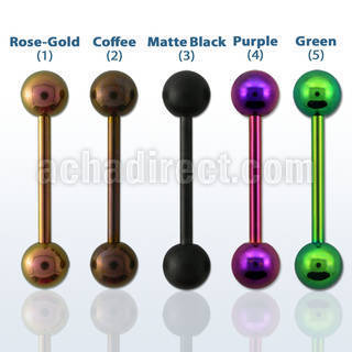 bbtt speacial color pvd 316l steel tongue barbell w 6mm ball