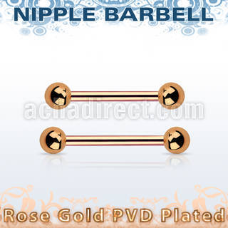 bbttb4 rose gold steel nipple barbell w 2 4mm balls