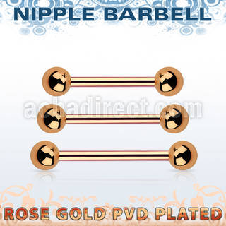 bbttb5 rose gold steel nipple barbell w 2 5mm balls