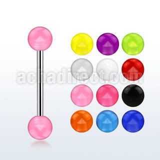 bbuv5 316l steel tongue barbell with a 5mm acrylic uv ball