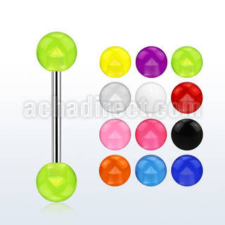 bbuv 316l steel tongue barbell with 6mm acrylic uv ball