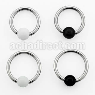 bcaa5 316l steel ring with a 5mm acrylic uv closure ball
