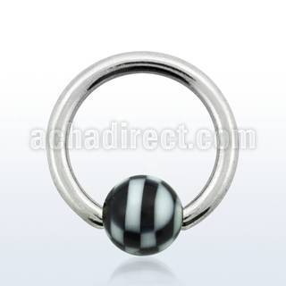 bcac5 316l steel ball closure ring w 5mm acrylic checkered ball