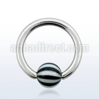 bcad5 316l steel closure ring w 5mm acrylic beach ball design