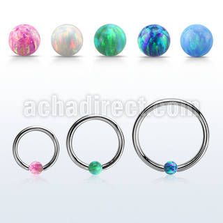 bcr14o3 316l steel ball closure ring 14g 3mm synthetic opal ball