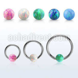 bcr14o5 316l steel ball closure ring 14g 5mm synthetic opal ball