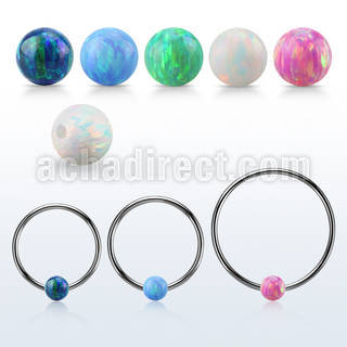 bcr14o5l xxl 316l steel bcr, 14g w 5mm opal closure ball