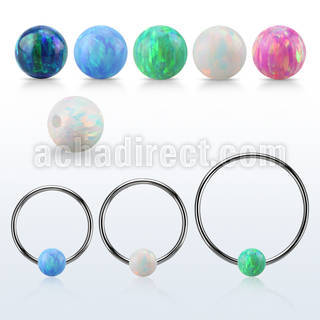 bcr14o6l xxl 316l steel bcr, 14g w 6mm opal closure ball