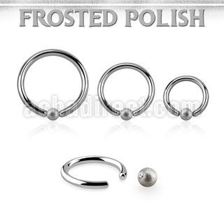 bcr16f3 steel ball closure ring, 16g w 3mm frosted ball