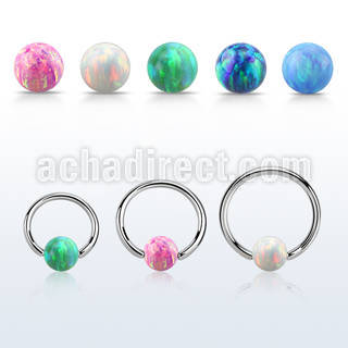 bcr18o5 316l steel ball closure ring 18g 5mm synthetic opal ball