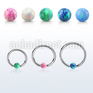 bcr20o3 316l steel ball closure ring 20g 3mm synthetic opal ball