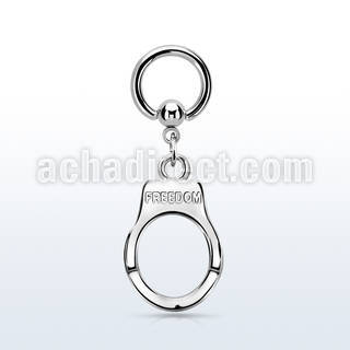 bcrg765 316l steel ball closure ring 1.6mm w dangling handcuff