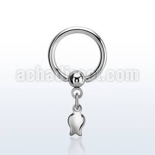 bcrg767 316l steel ball closure ring, 14g a dangling tulip 