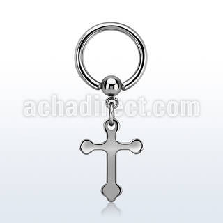 bcrgcro steel ball closure ring w dangling steel cross