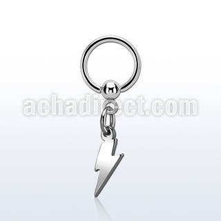 bcrglit 316l steel ball closure ring 1.6mm w dangling lightning 