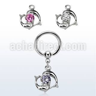 bcrgz15 316l steel bcr 1.6mm w dolphins swimming around a cz