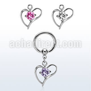 bcrgz391 316l steel bcr 1.6mm w a heart w prong set (cz)