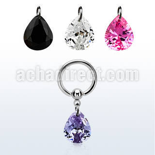 bcrgz409 316l steel bcr 1.6mm w a 11 x 9mm pear shaped cz stone