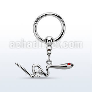 bcrgz729 316l steel bcr 1.6mm w a snake w round cz crystal eyes