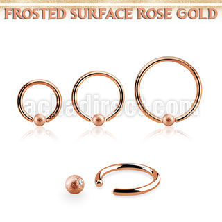 bcrr16f3 rose gold steel ball closure ring, 16g w 3mm frosted ball