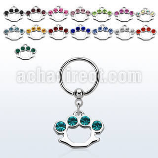 bcrs389 316l steel bcr 1.2mm w a brass knuckle design w crystals