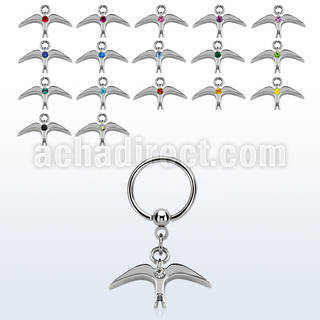 bcrs463 316l steel bcr 1.2mm w a plain bird w a center crystal