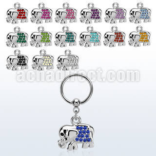 bcrs478 316l steel bcr 1.2mm w a elephant w crystals on the back